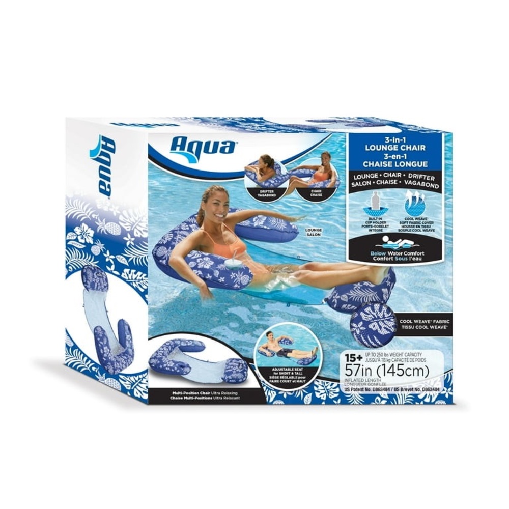 Aqua 3 in 1 Lounge Chair Drifter Muti Position Hammock Pool Float Inflatable NEW